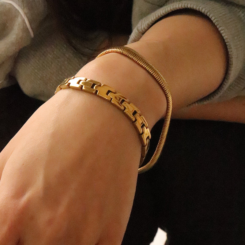Gold Watch Strap Bracelet, Stacking gold bracelets, statement bracelets, tarnish free waterproof bracelets
