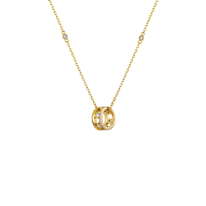Circle Necklace Aurora, round circular pendant charm necklace, gold layering necklaces, dainty gold necklaces