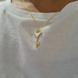 Mother Of Pearl Key Necklace, stacking gold necklaces, layering gold necklaces