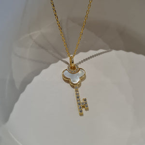 Mother Of Pearl Key Necklace, stacking gold necklaces, layering gold necklaces