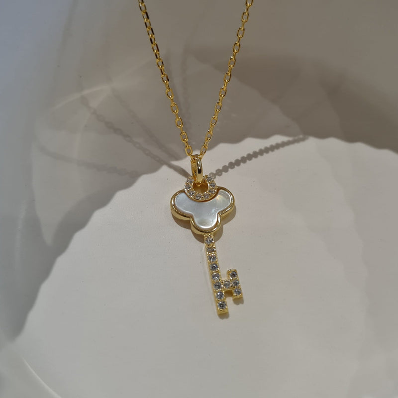 Mother Of Pearl Key Necklace, stacking gold necklaces, layering gold necklaces