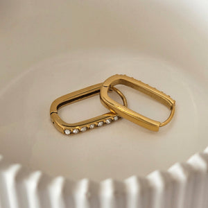 Oval Diamond Hoop Earrings, stacking minimalist hoops