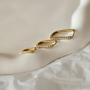 Oval Diamond Hoop Earrings, stacking minimalist hoops