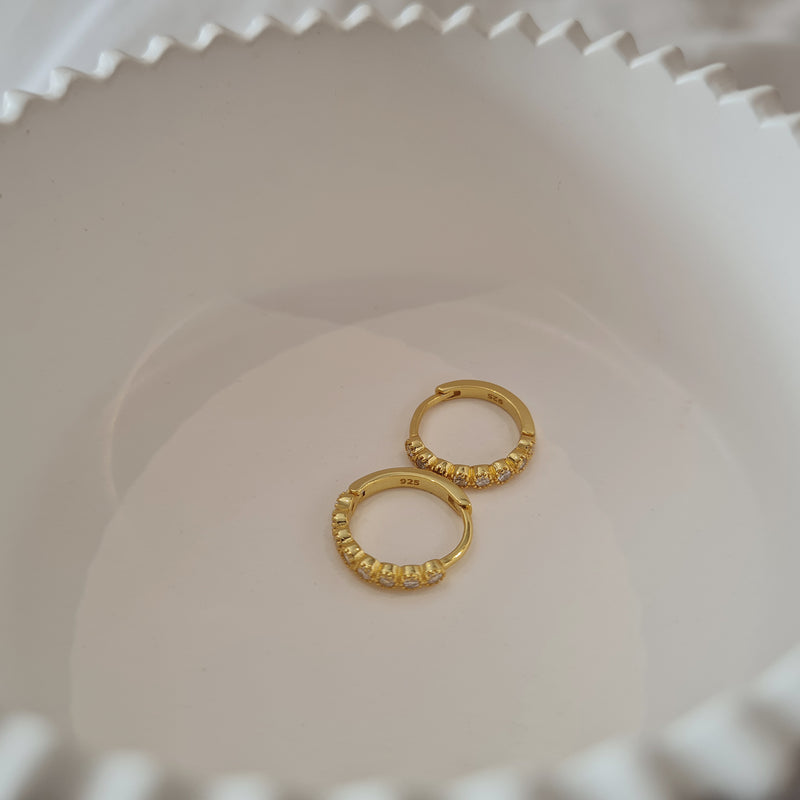 Pave Diamond Huggies, dainty gold hoops, minimalist hoops, gift for her