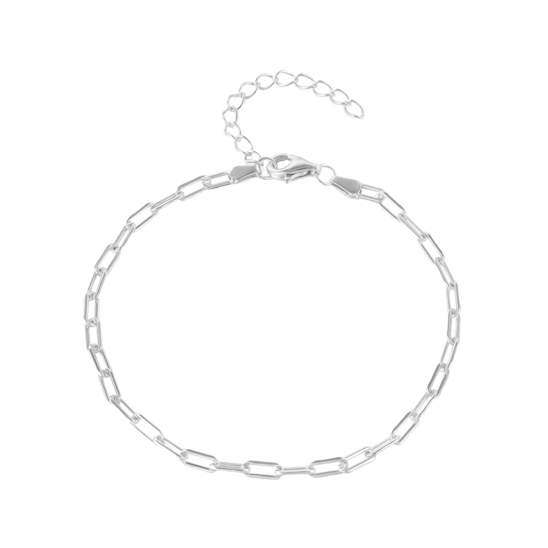 Paperclip Link Chain Bracelet Silver
