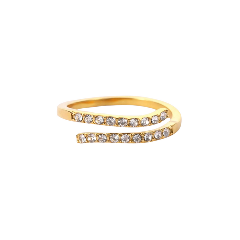 Pave Diamond Crossover Ring, dainty stacking ring, tarnish free ring