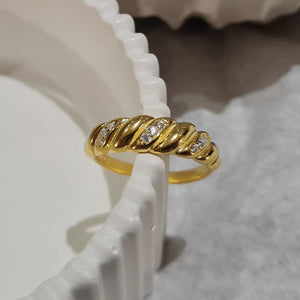 Pave Diamond Croissant Ring, stacking gold ring