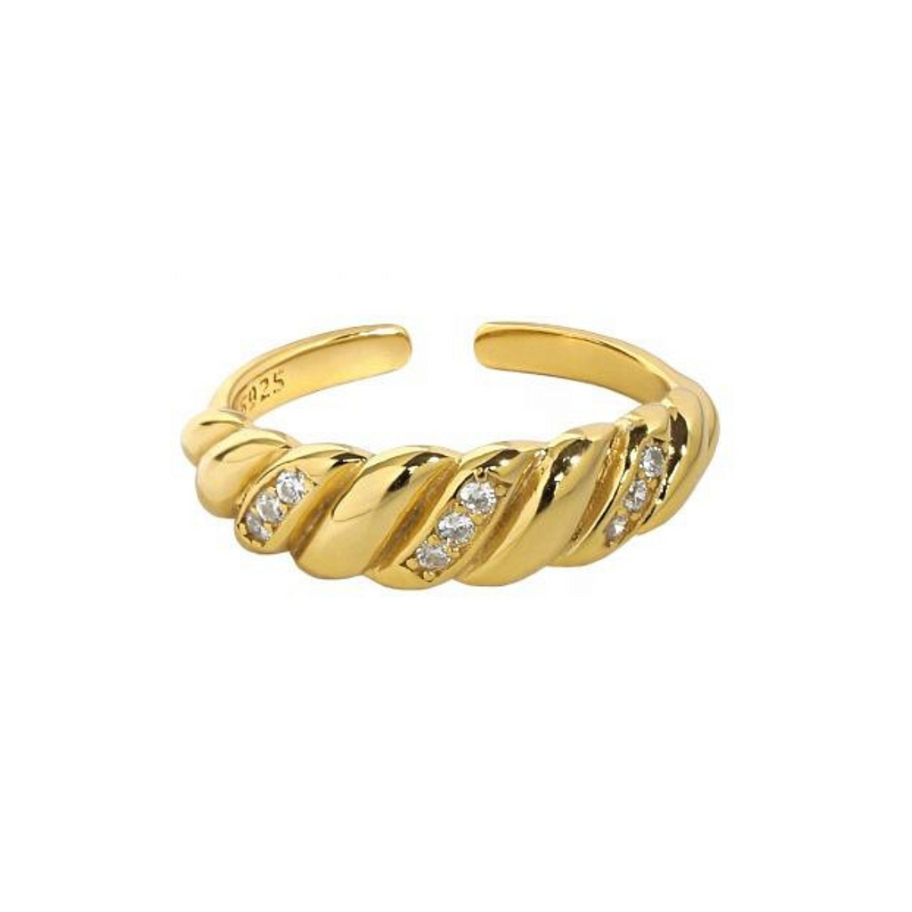 Pave Diamond Croissant Ring, stacking gold ring