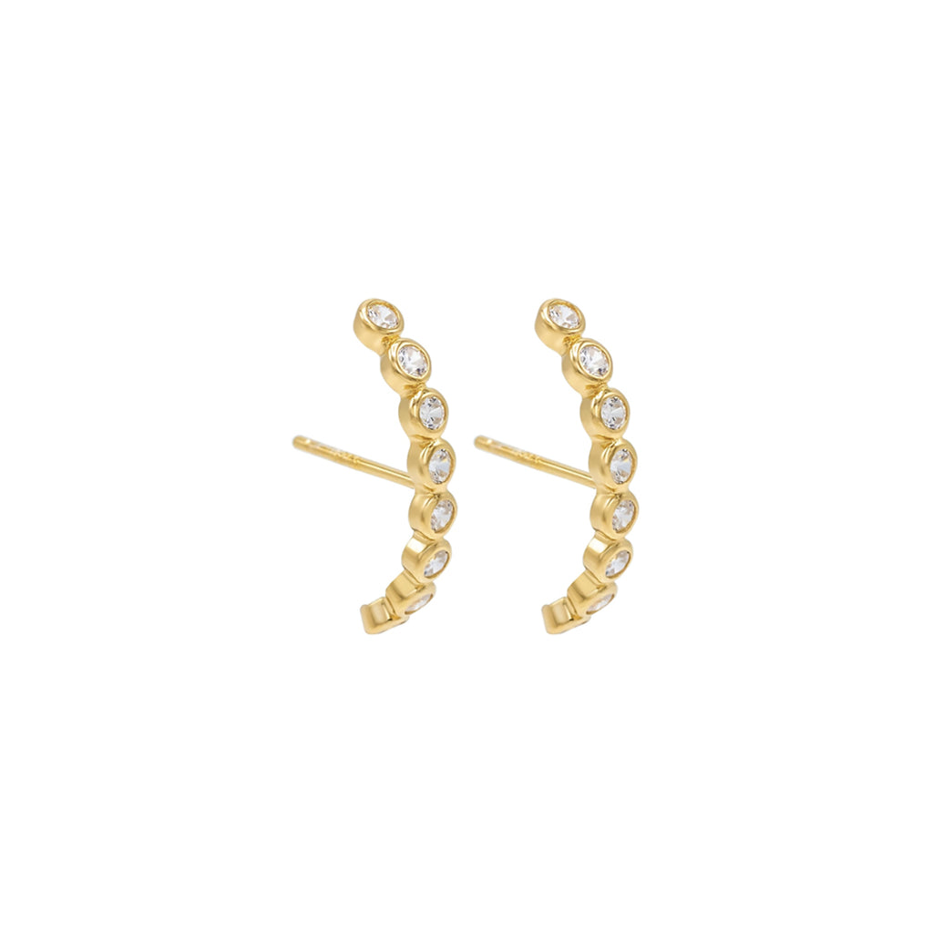 Row Of Diamond Earrings, ear stacks, ear stacking, stacking gold earrings, stacking hoops