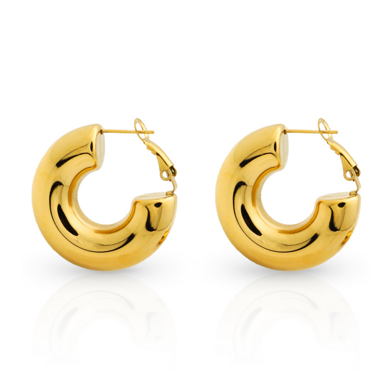 Thick Gold Hoops Rayna, chunky gold hoops, tarnish free jewellery, gifts for her