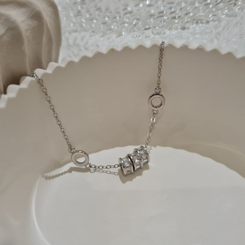 Baguette Diamond Bracelet Silver, dainty silver bracelet