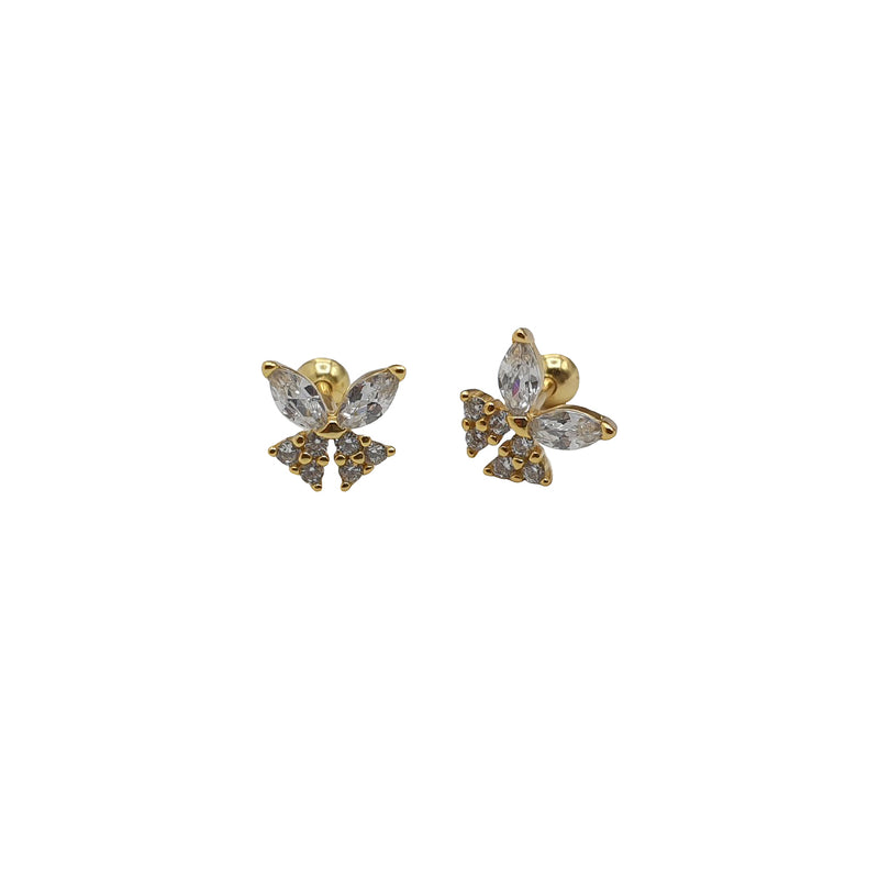Gold Butterfly Studs, studs, ear stack, uk jewellery, demi fine jewellery, demi fine earrings, butterfly earrings, helix, cartilage