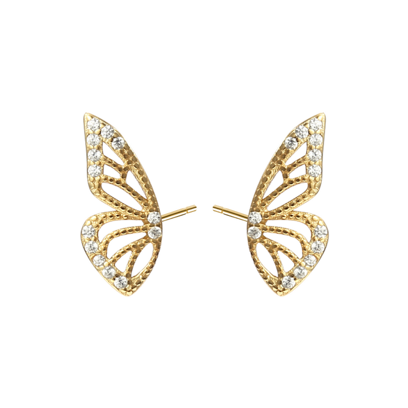 Gold Butterfly Earrings, womens gold stacking earrings