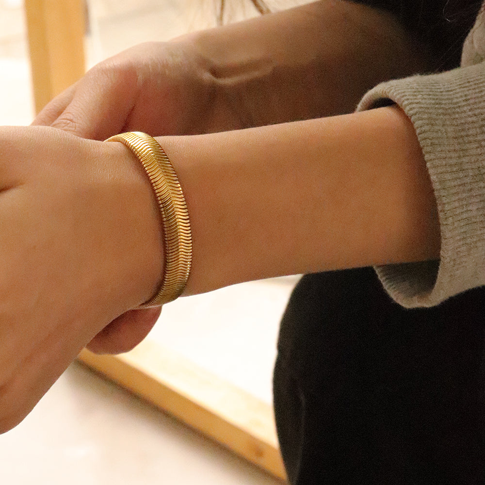 Snake Chain Bracelet, tarnish free waterproof jewellery, Women's gold chunky bracelets