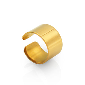Gold Cuff Ring, wide band gold ring, cigar ring gold, gold stacking ring
