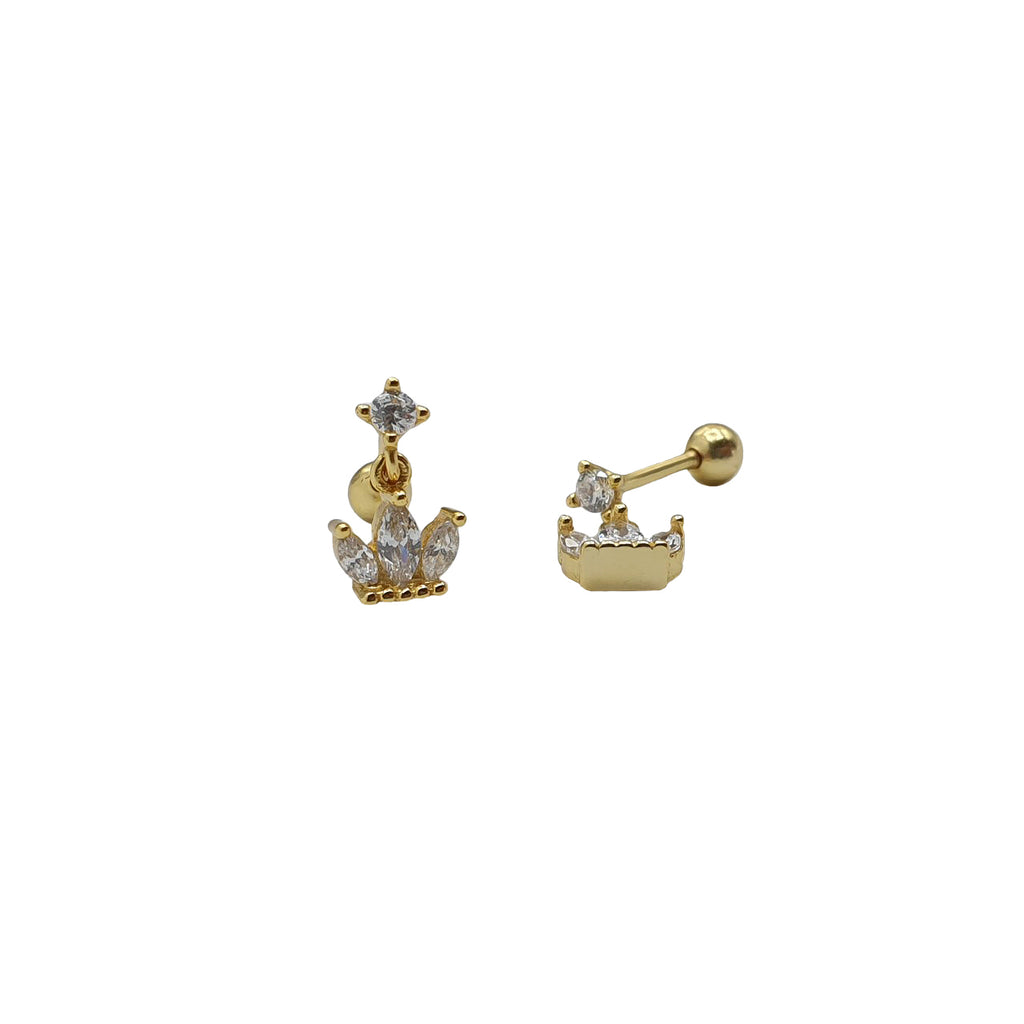 Gold Crown Stud Earring, gold studs, ear curate, ear stacks, uk jewellery
