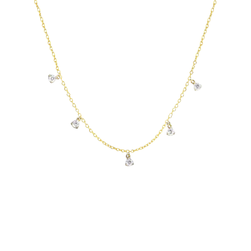 Diamond Drop Necklace, diamond station necklace, gifts for her