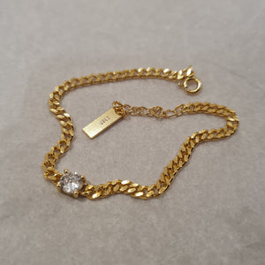 Cuban gold women bracelet, womens stacking gold bracelet