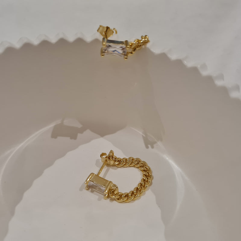 Cuban Link Earrings, womens gold statement earrings, gold stacking earrings