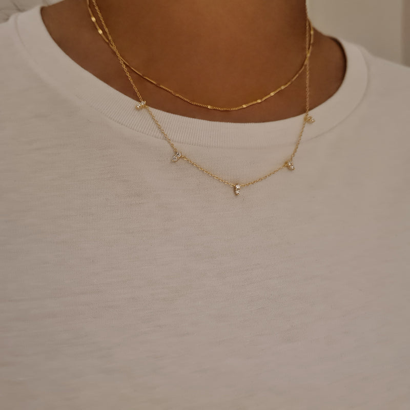 Diamond Station Necklace, minimalist necklace, gifts for her