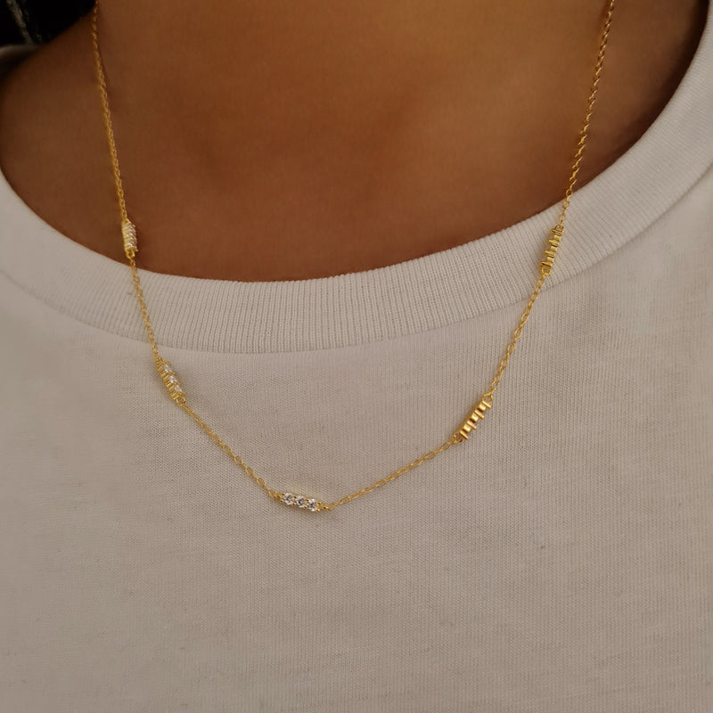 Dainty Gold Crystal Necklace, layering gold necklaces, womens gold stacking necklaces, womens gold jewellery, 925 sterling silver gold jewellery
