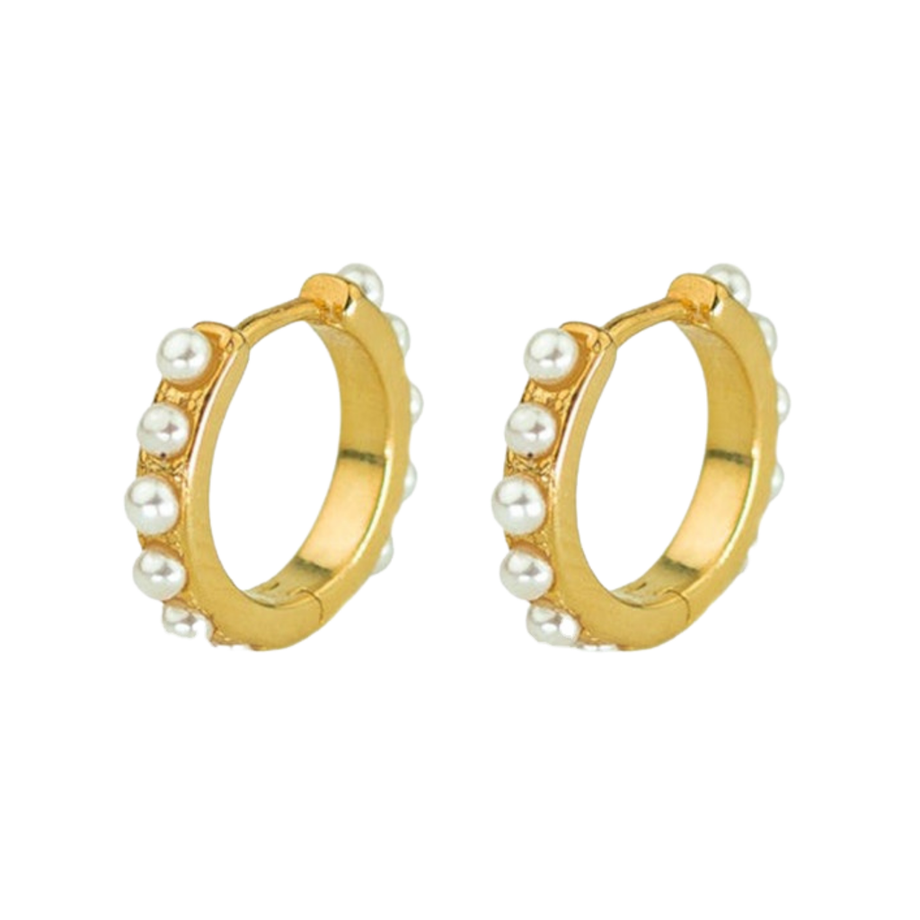 Dainty Pearl Hoops, stacking gold hoops, jewellery gifts for her