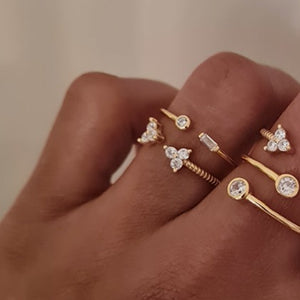 Trilogy gold ring, dainty stacking rings, Womens gold stacking rings