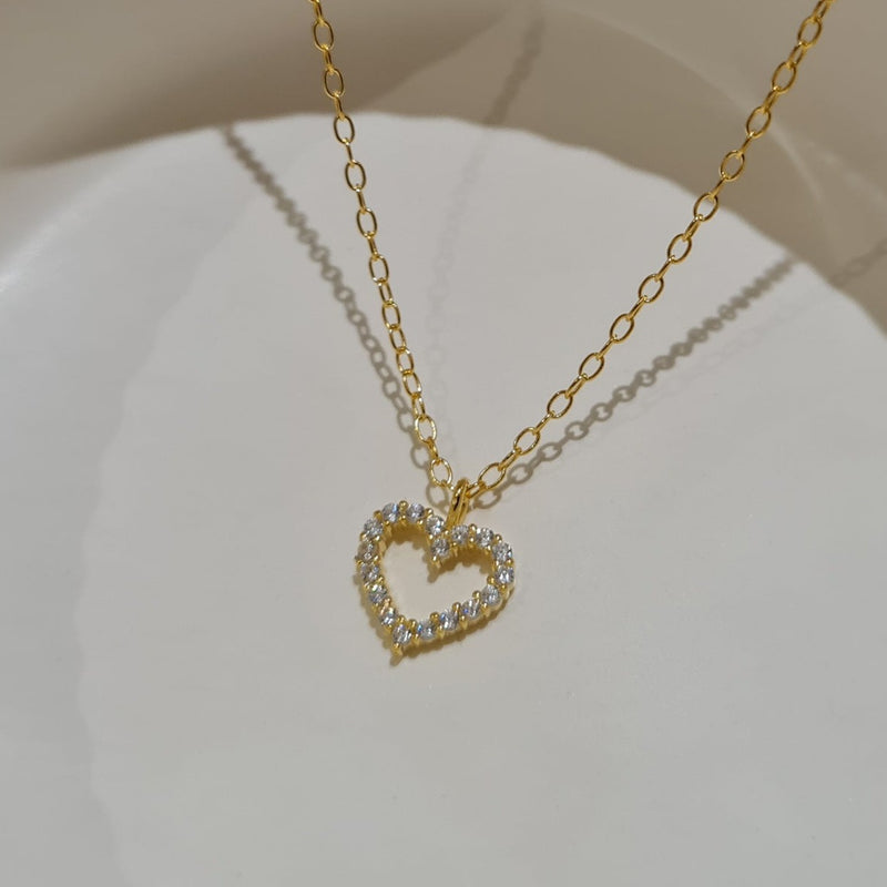 gold heart necklace, layering gold necklaces, womens gold stacking necklaces, womens gold jewellery, 925 sterling silver gold jewellery, dainty jewellery