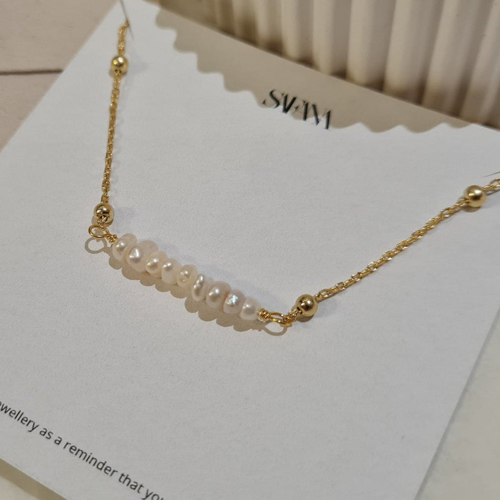 dainty gold pearl necklace, dainty jewellery, gifts for her, mini pearl necklace