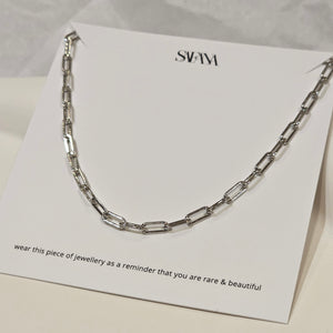 dainty silver paperclip link chain bracelet