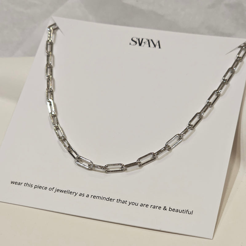 dainty silver paperclip link chain bracelet