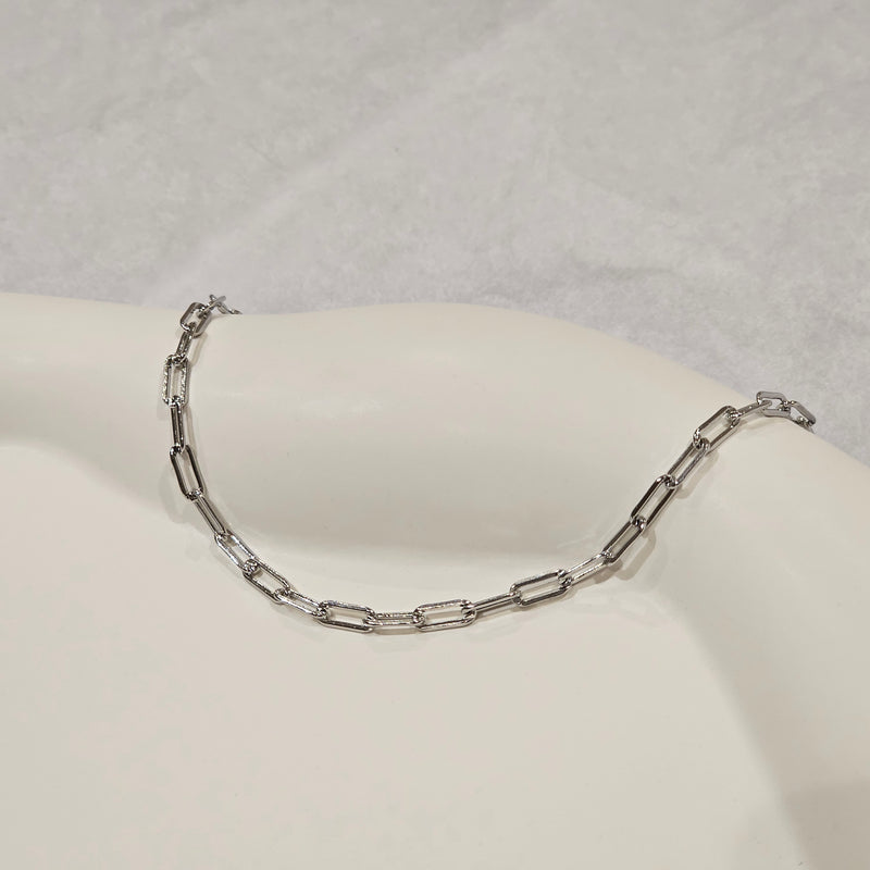 Paperclip Link Chain Bracelet Silver