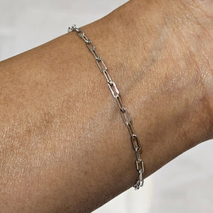Paperclip Link Chain Bracelet Silver