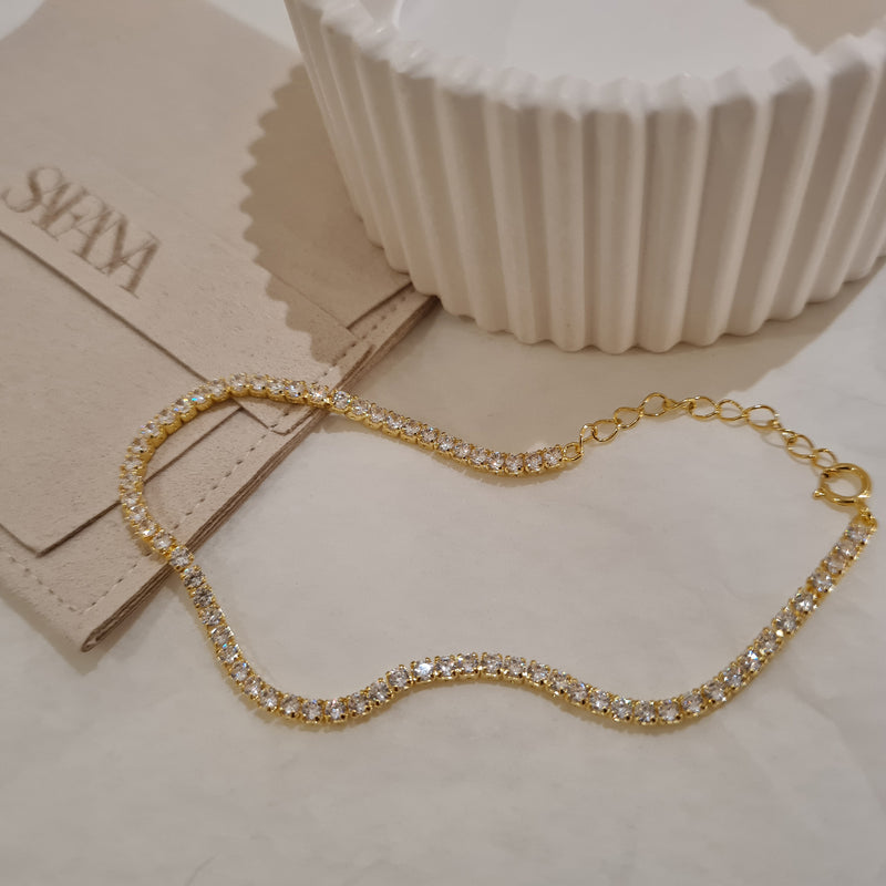 Dainty Tennis Bracelet, thin tennis bracelet, gifts for her, stacking gold bracelet