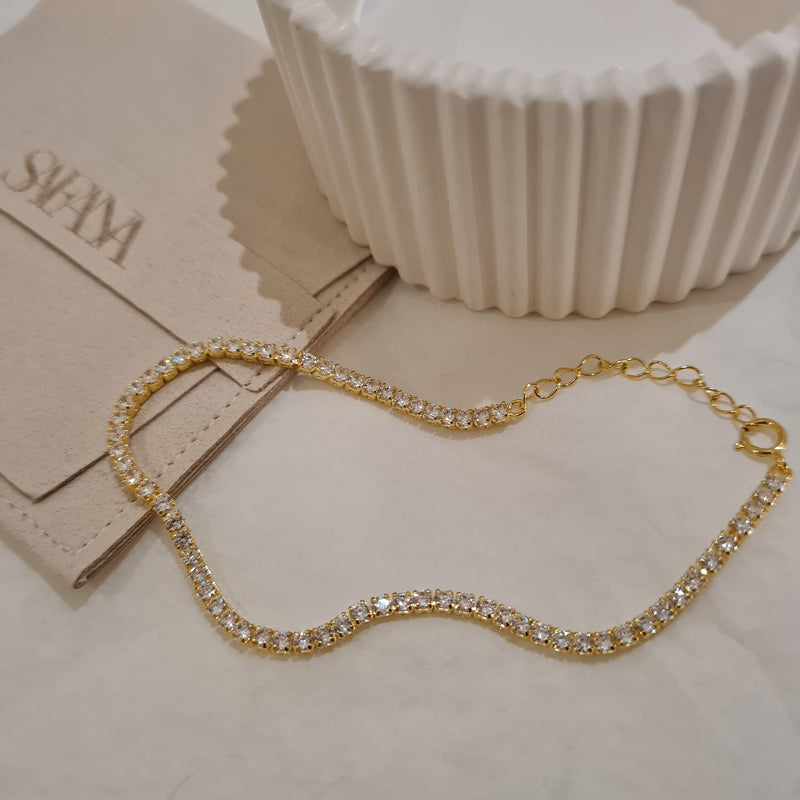 Dainty Tennis Bracelet, thin tennis bracelet, gifts for her, stacking gold bracelet