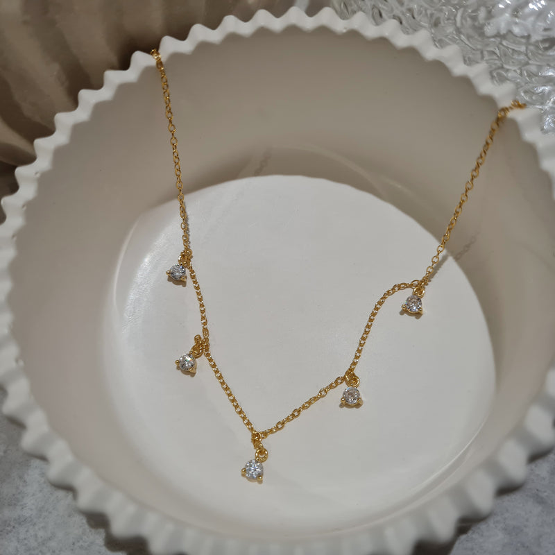 Diamond Drop Necklace, diamond station necklace, gifts for her