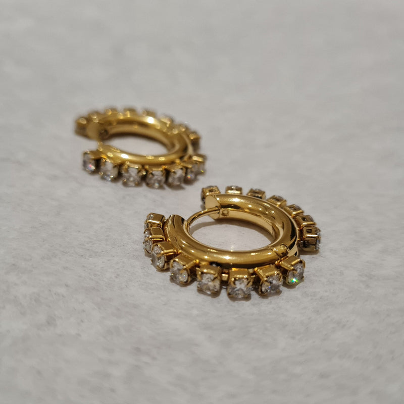 Pave Diamond Hoops, minimalist diamond hoops