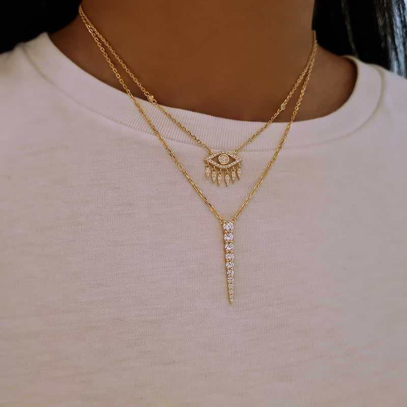 Crystal Necklace Amaya, layering gold necklaces, dainty layering necklaces, gold moon necklace
