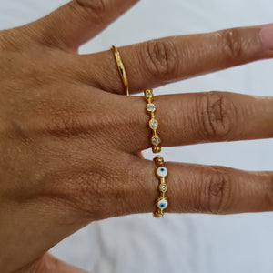 evil eye ring, tarnish free ring, stacking gold ring, summer jewellery