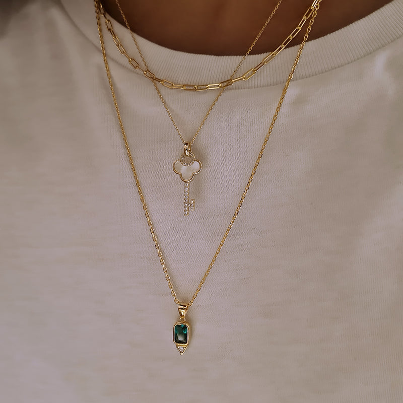 Green emerald Necklace, layering womens necklaces, stacking necklaces, dainty necklaces