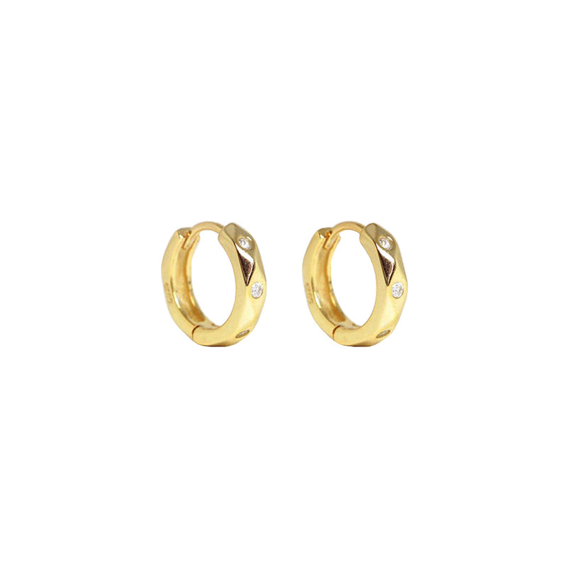 Gold Diamond Huggies, gold hoops, small gold hoops, gold vermeil earrings, womens earrings, womens hoops, gold hoops