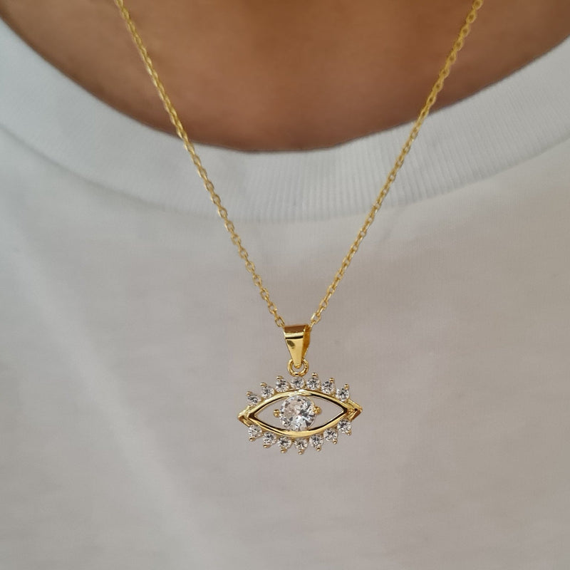gold evil eye necklaces, layering gold necklaces, dainty layering necklaces, evil eye jewellery