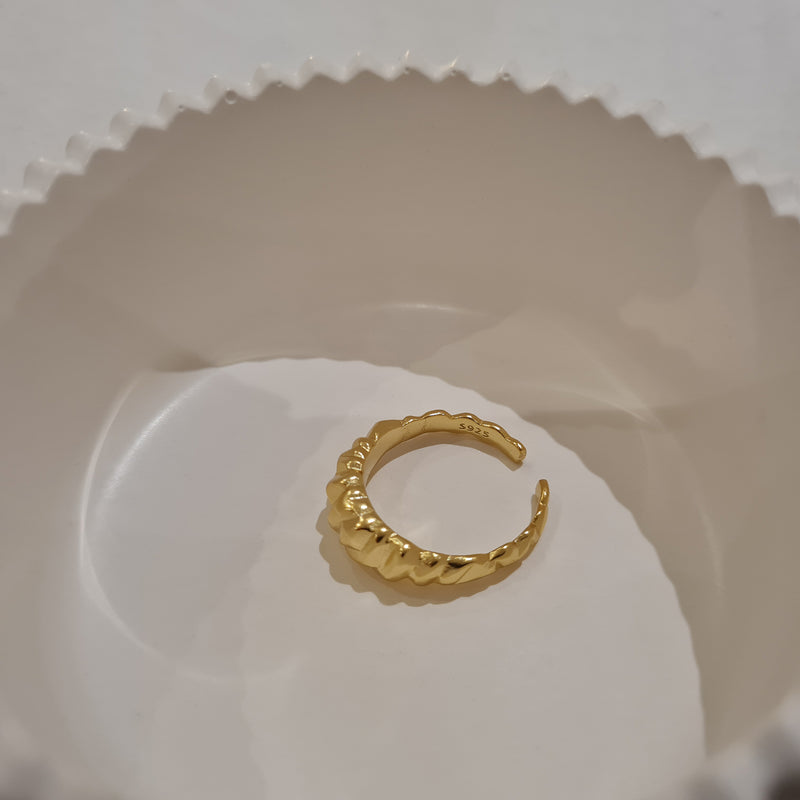 14k Gold Luxe Ring, gold dome ring, gold twist ring, womens stacking gold rings