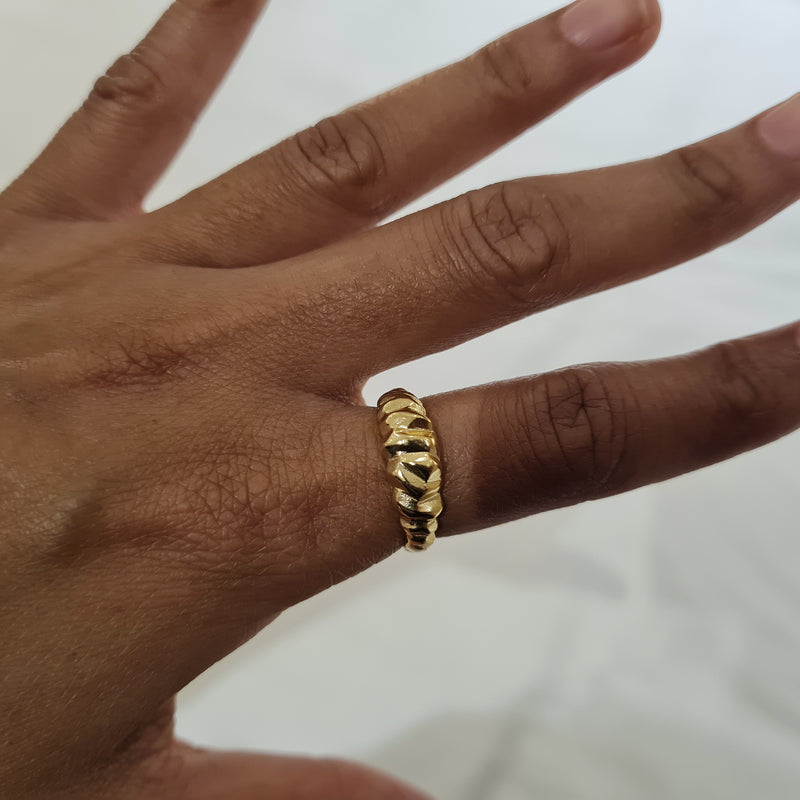 14k Gold Luxe Ring, gold dome ring, gold twist ring, womens stacking gold rings