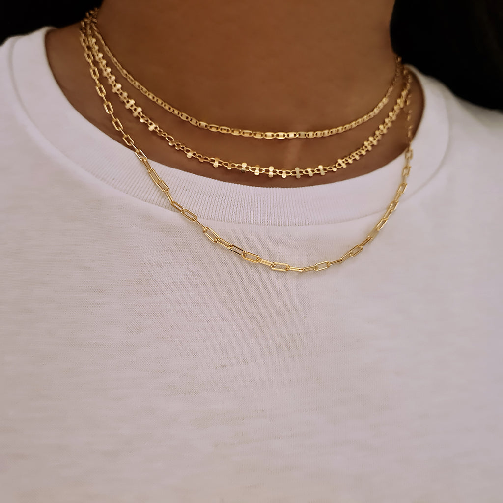 Gold Link Chain, Gold Paperclip Chain Necklace, Womens stacking necklaces