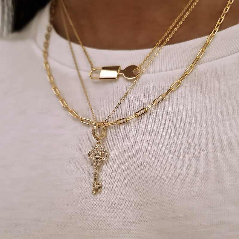 Gold Link Chain, Gold Paperclip Chain Necklace, Womens stacking necklaces