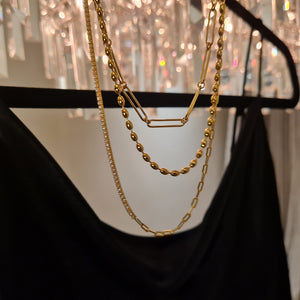 Gold Rectangle Link Chain, layering chain, layering necklace, link necklace, womens necklaces, uk jewellery brand, demi fine jewellery, gold vermeil necklace, gold vermeil chain, paper clip necklace, paper clip chain