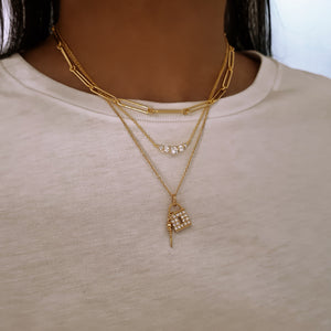 Lock & Key Necklace Ariana, gold padlock necklace, gold key necklace, womens gold layering necklaces