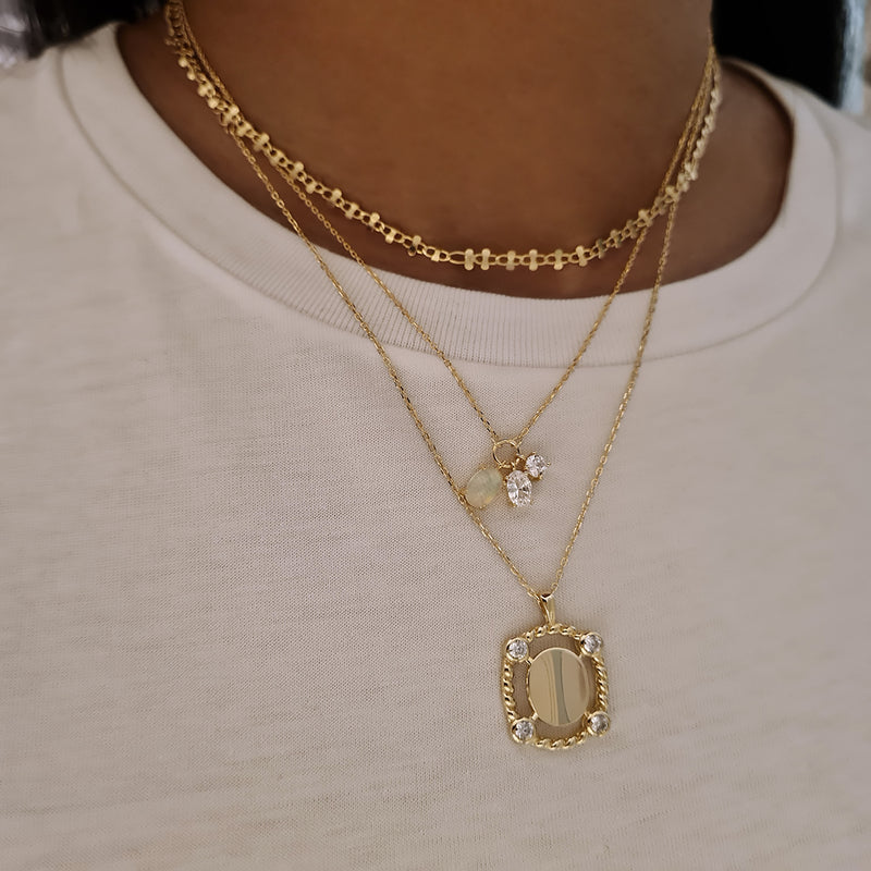Rope Charm Dalia Necklace, womens medallion gold necklaces, layering gold necklaces, dainty gold chains