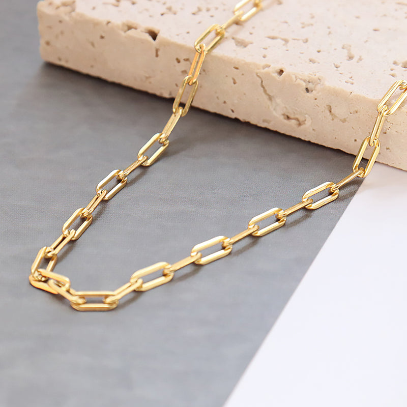 Gold Link Chain, Gold Paperclip Chain Necklace, Womens stacking necklaces 